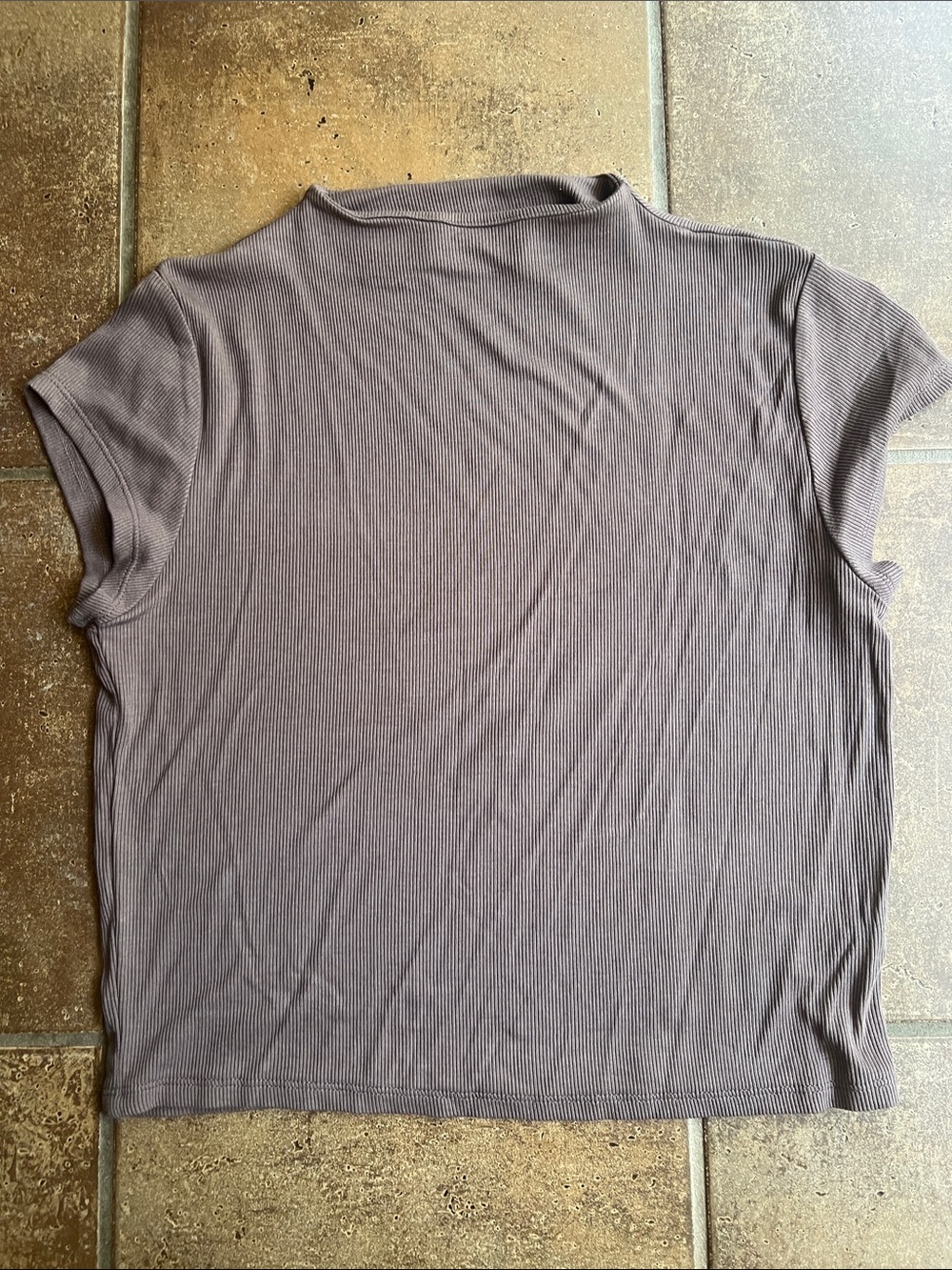 wild fable Ribbed Short Sleeve Top in Mauve-Taupe